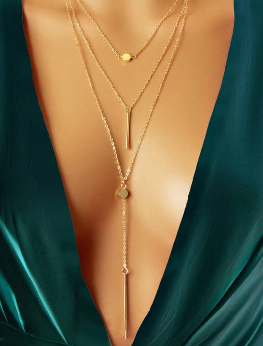 Sexy Plunging Charm Layered Necklace